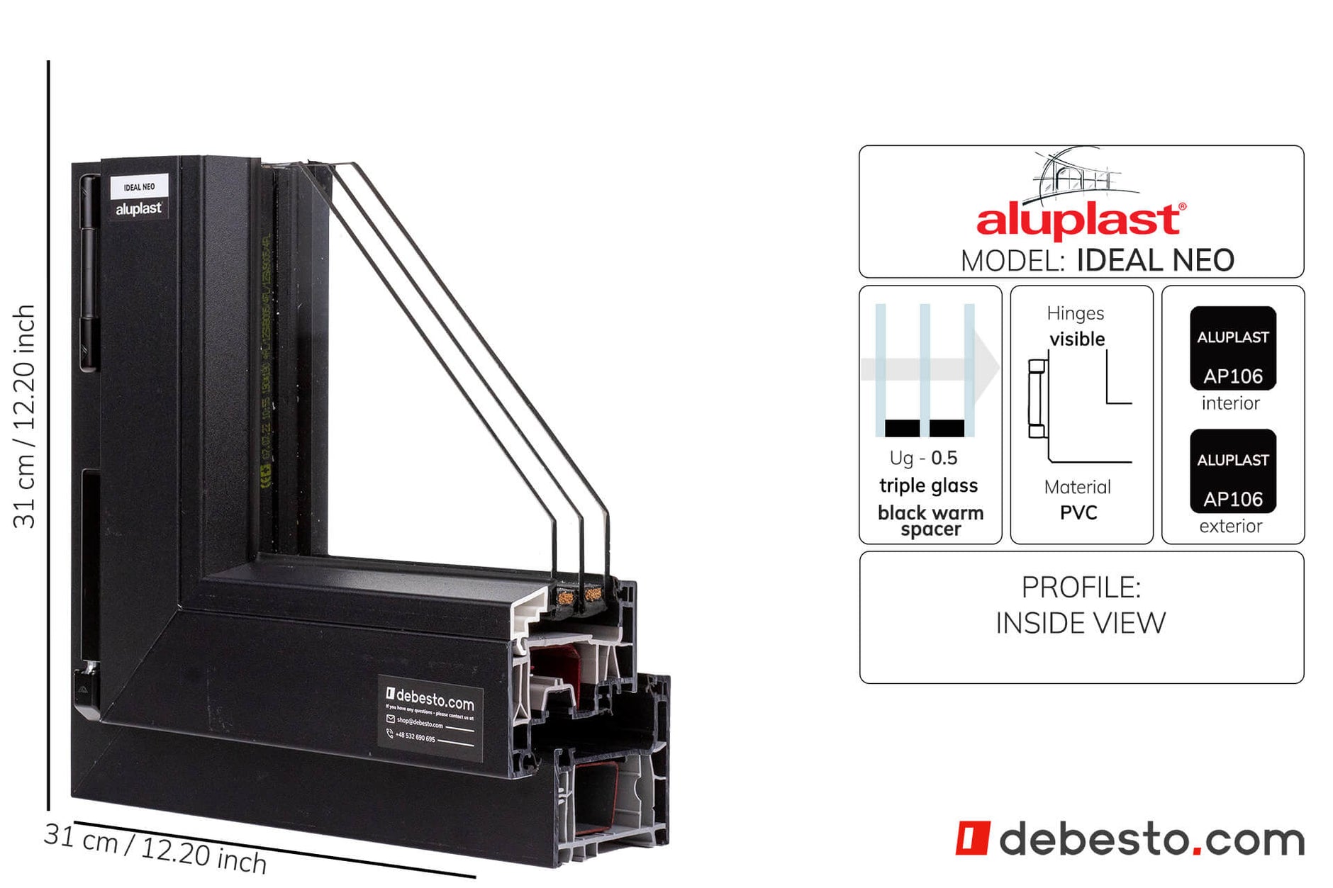 Aluplast Ideal Neo PVC Window System - Corner Sample