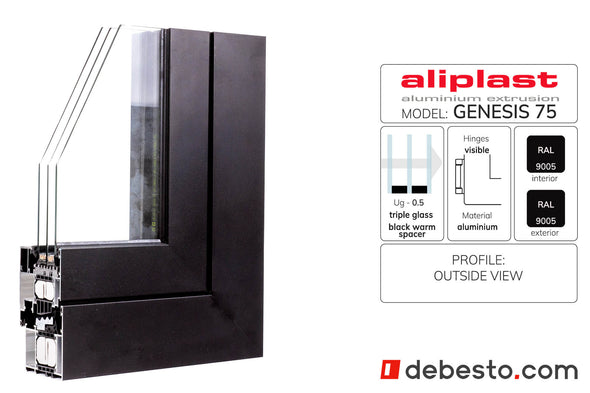 Aliplast Genesis 75 Black Aluminium Window System - Corner Sample