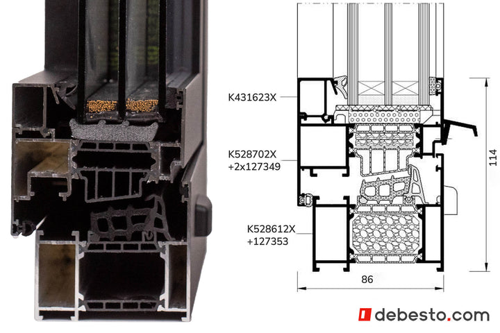 Aluprof MB-86N Aluminium Window System - Corner Sample