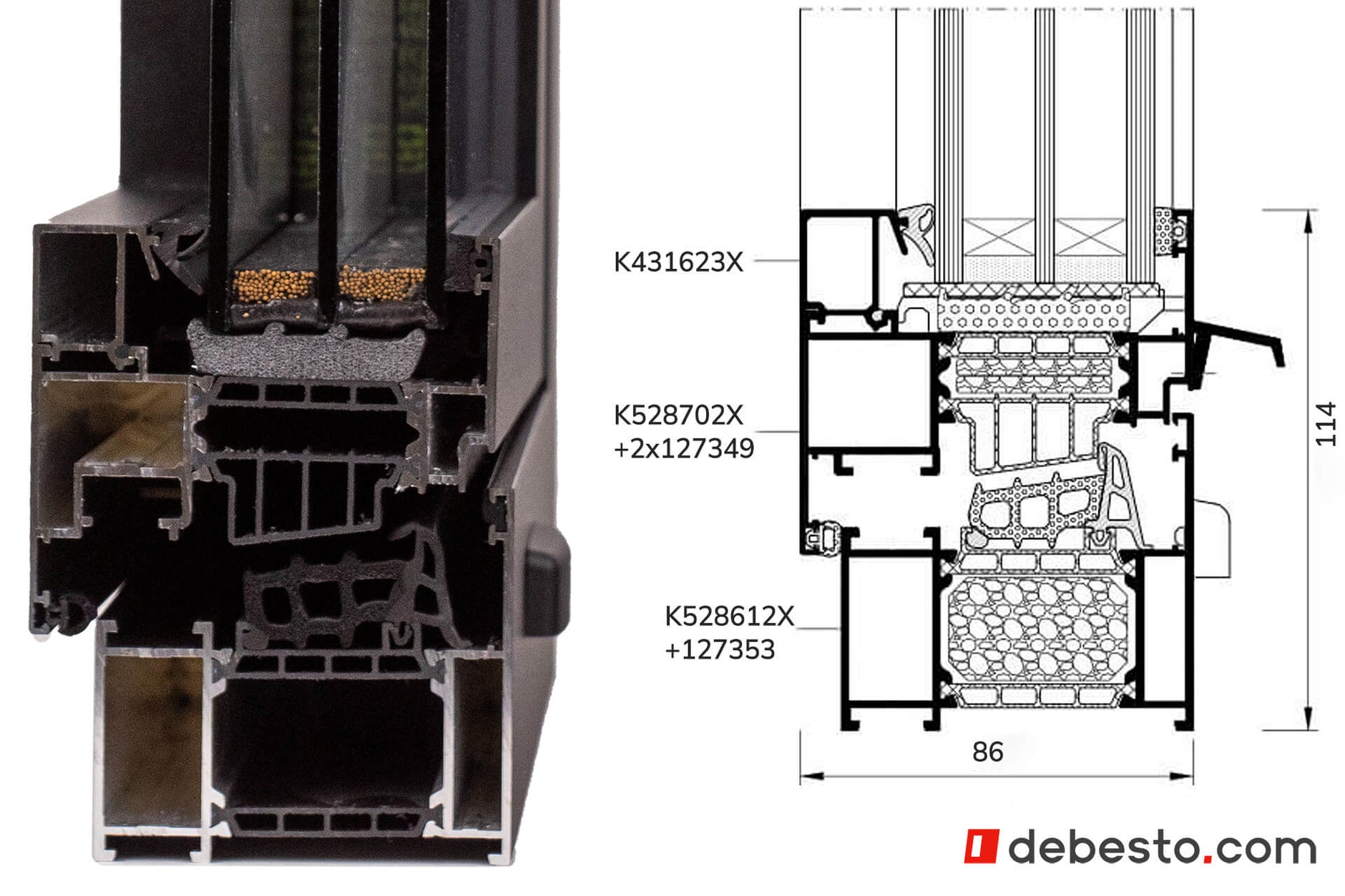 Aluprof MB-86N Aluminium Window System - Corner Sample