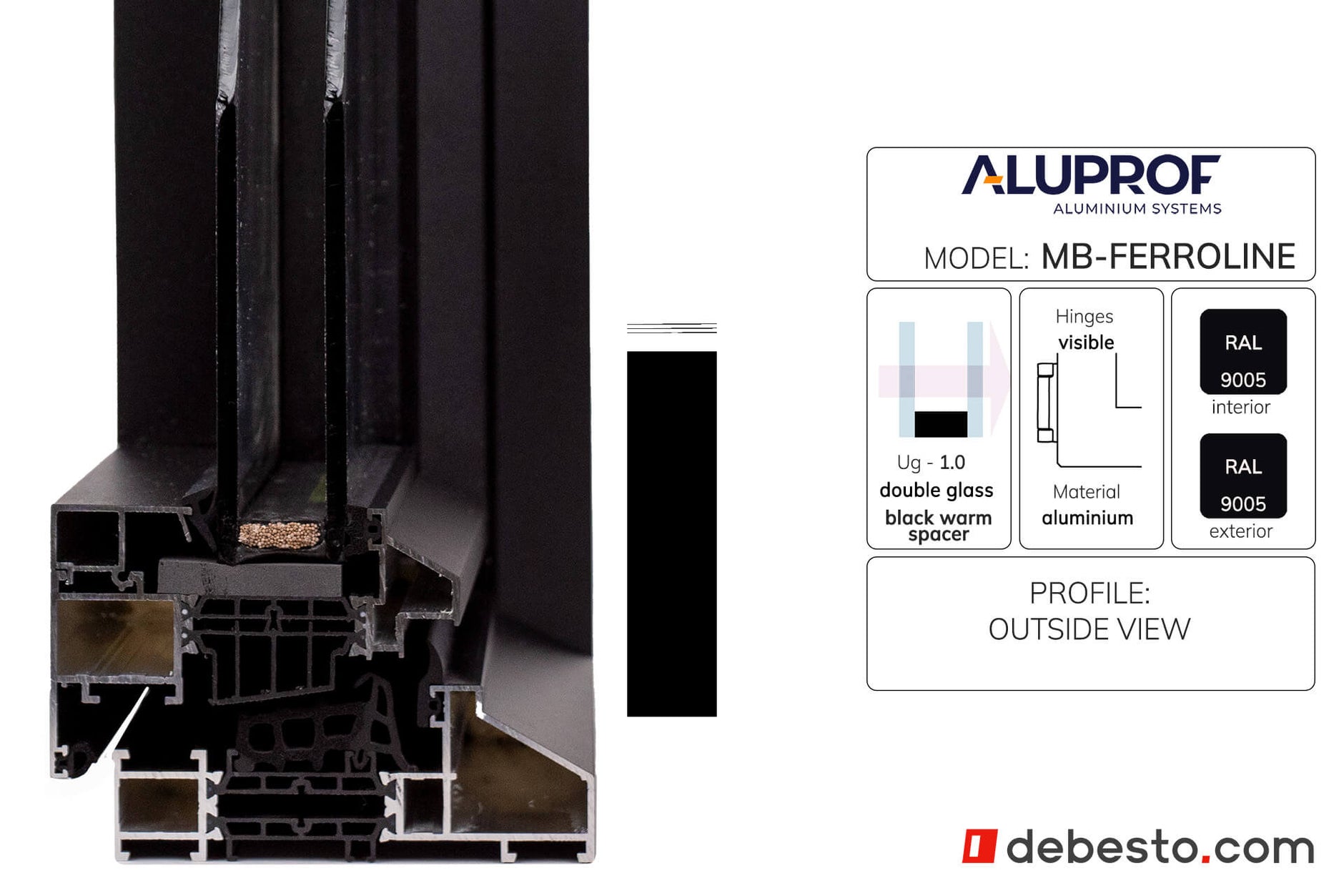 Aluprof MB-Ferroline Aluminium Window System - Corner Sample Without Fin