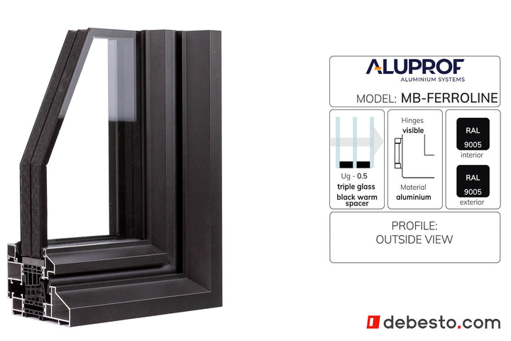 Aluprof MB-Ferroline Aluminium Window System - Corner Sample Without Fin