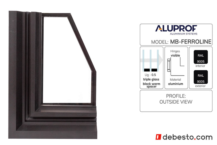 Aluprof MB-Ferroline Aluminium Window System - Corner Sample Without Fin