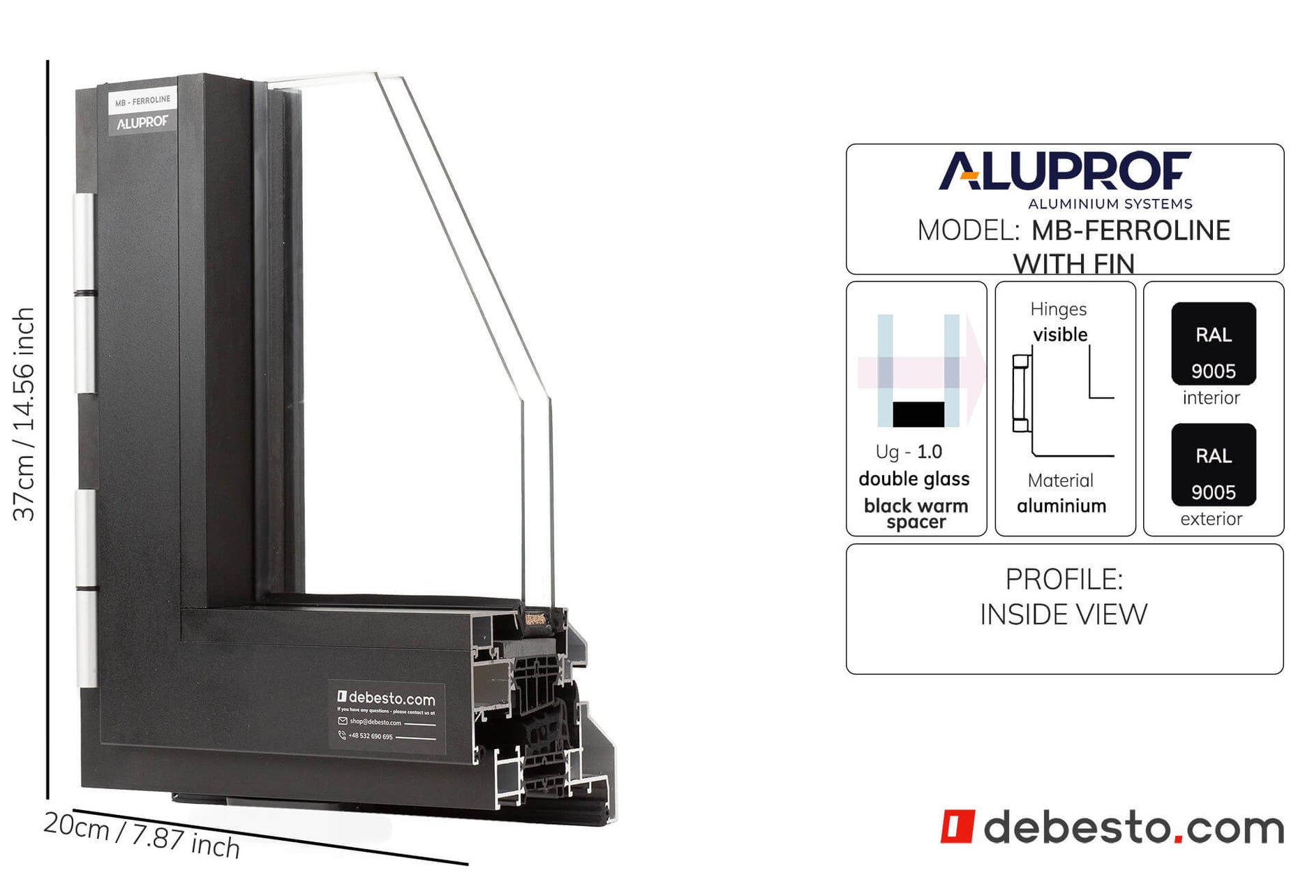 Aluprof Ferroline System Okien Aluminiowych - Trójkąt pokazowy z finem