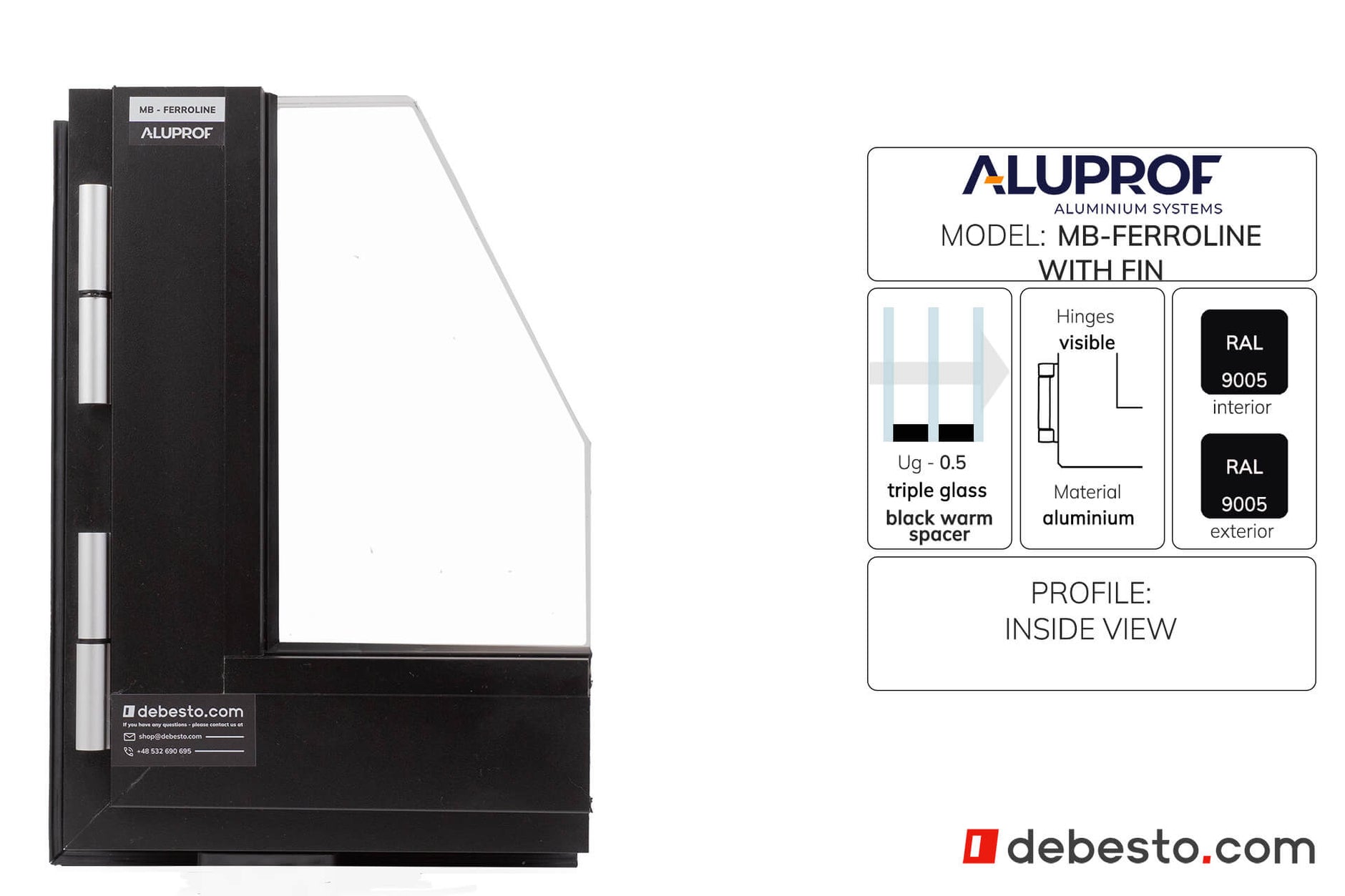 Aluprof Ferroline System Okien Aluminiowych - Trójkąt pokazowy z finem