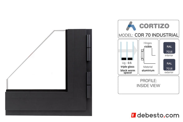 Cortizo Cor 70 Industrial Aluminium Window System - Corner Sample