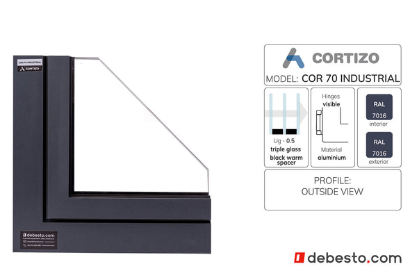Cortizo Cor 70 Industrial Aluminium Window System - Corner Sample