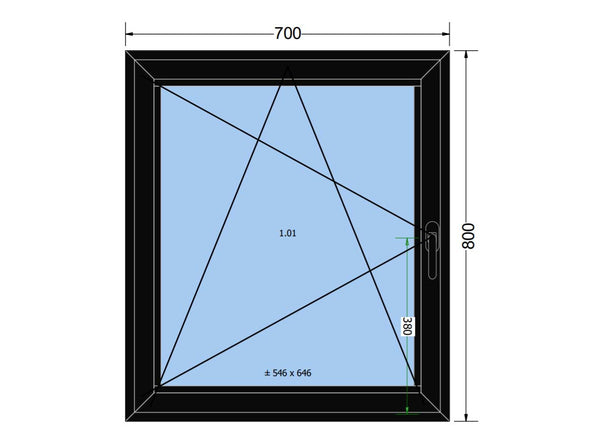 Black Aluprof MB-86 Hidden Sash Aluminium Window System - Window Sample