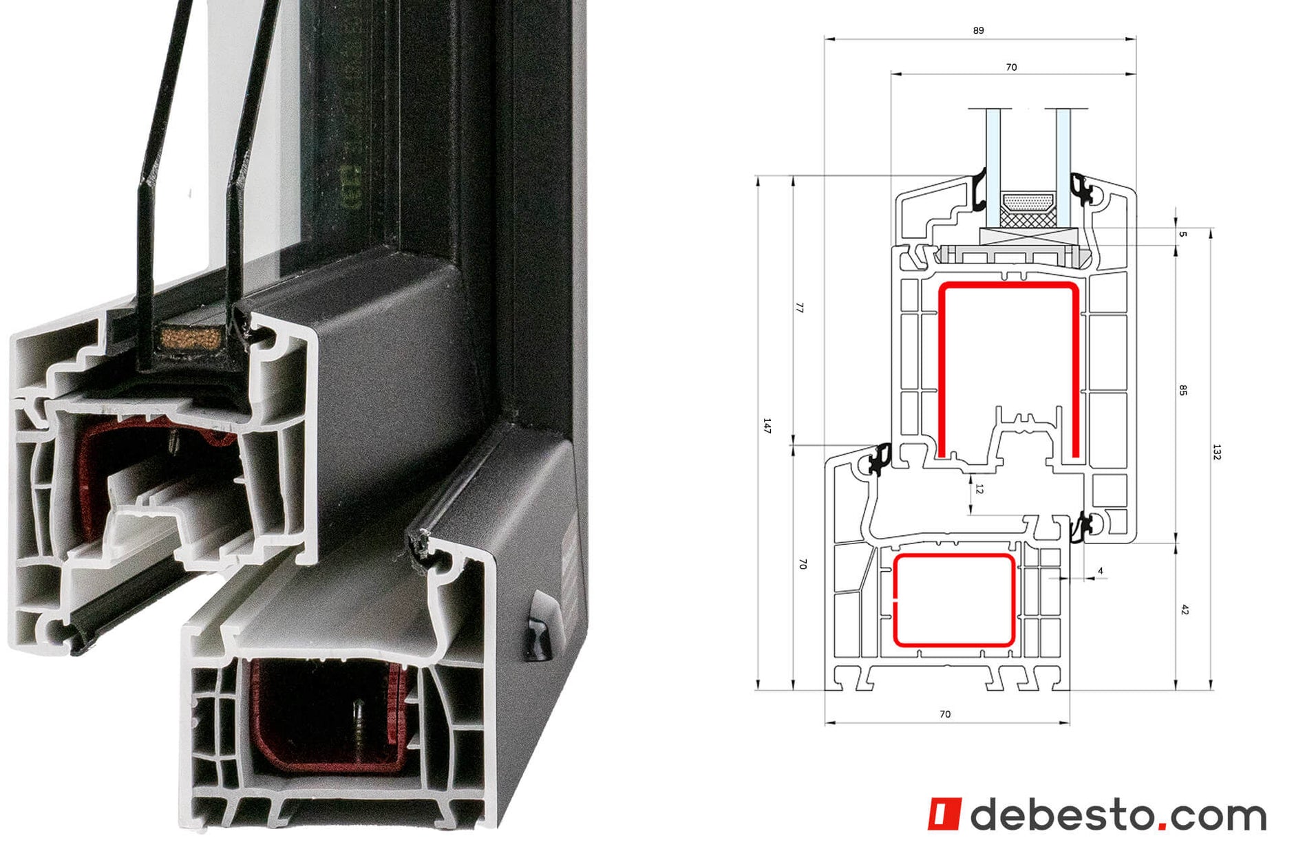 Aluplast Ideal 4000 PVC Window System - Corner Sample