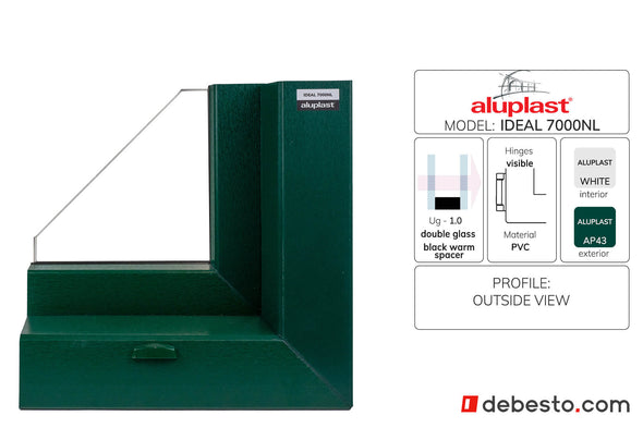Okno PCV Ideal 7000 NL Blockprofile z noskiem - Trójkąt Pokazowy (Zielony-Beż)