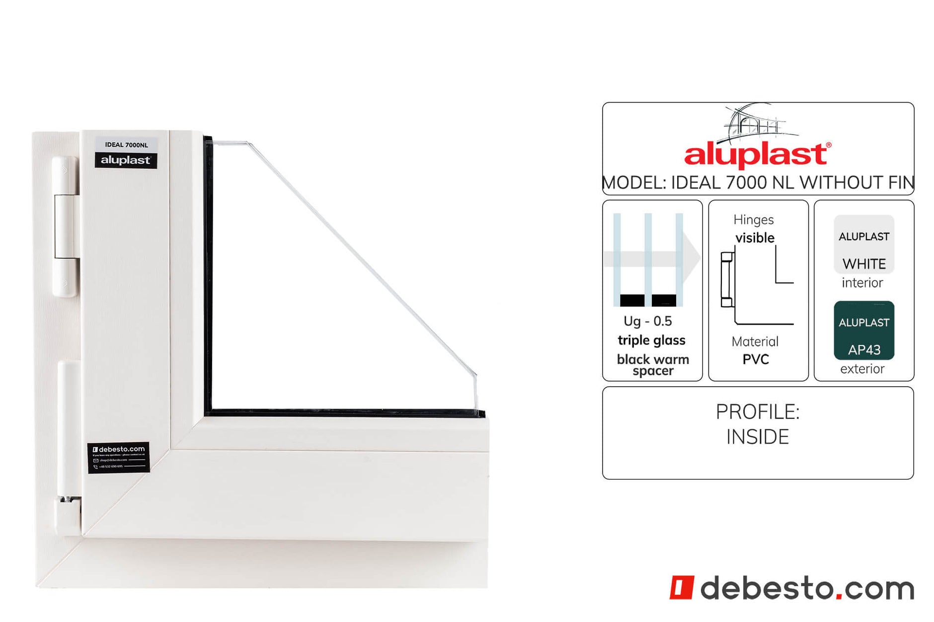 Aluplast Ideal 7000 NL Blockprofile without peen PVC Window System - Corner Sample