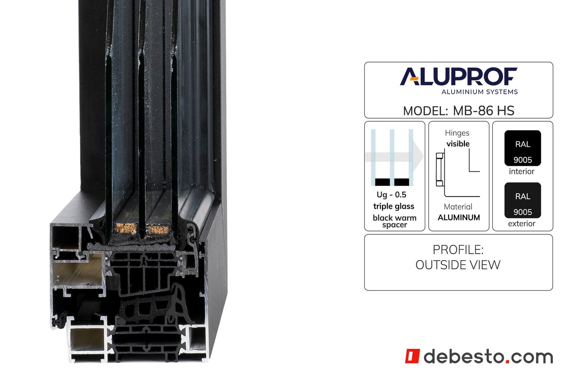 Aluprof MB-86 Ukryte Skrzydło System Okien Aluminiowych - Trójkąt pokazowy