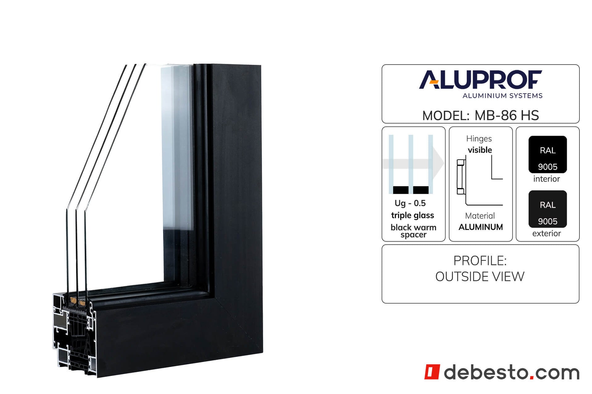 Aluprof MB-86 Ukryte Skrzydło System Okien Aluminiowych - Trójkąt pokazowy