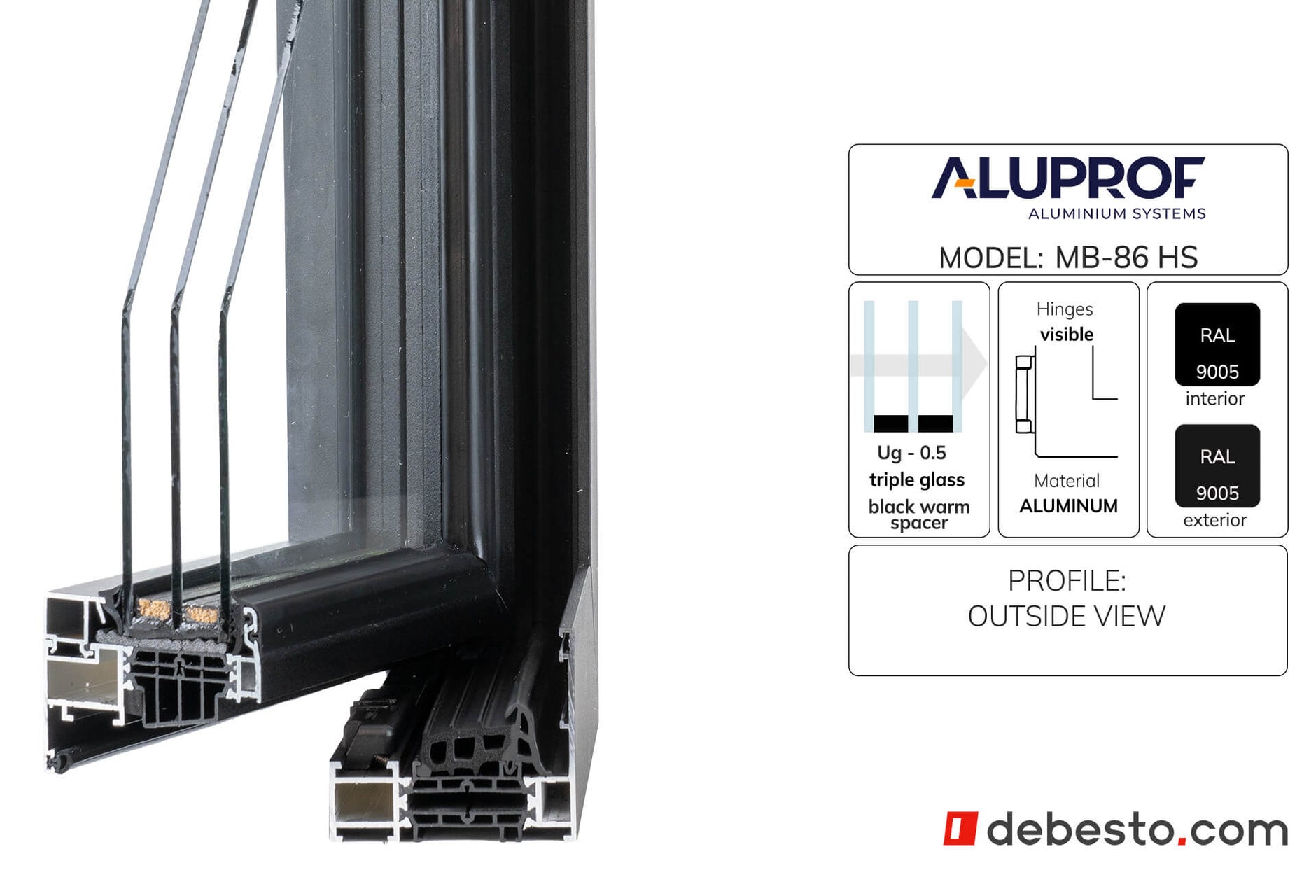 Aluprof MB-86 Ukryte Skrzydło System Okien Aluminiowych - Trójkąt pokazowy