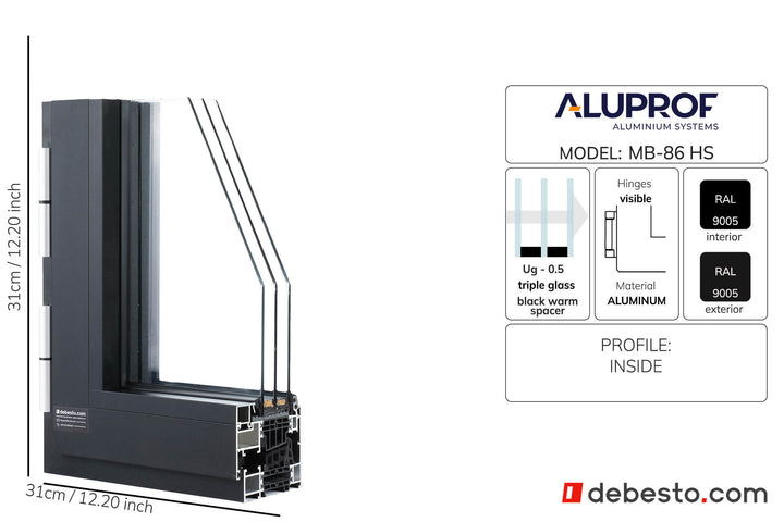 Aluprof MB-86 Ukryte Skrzydło System Okien Aluminiowych - Trójkąt pokazowy