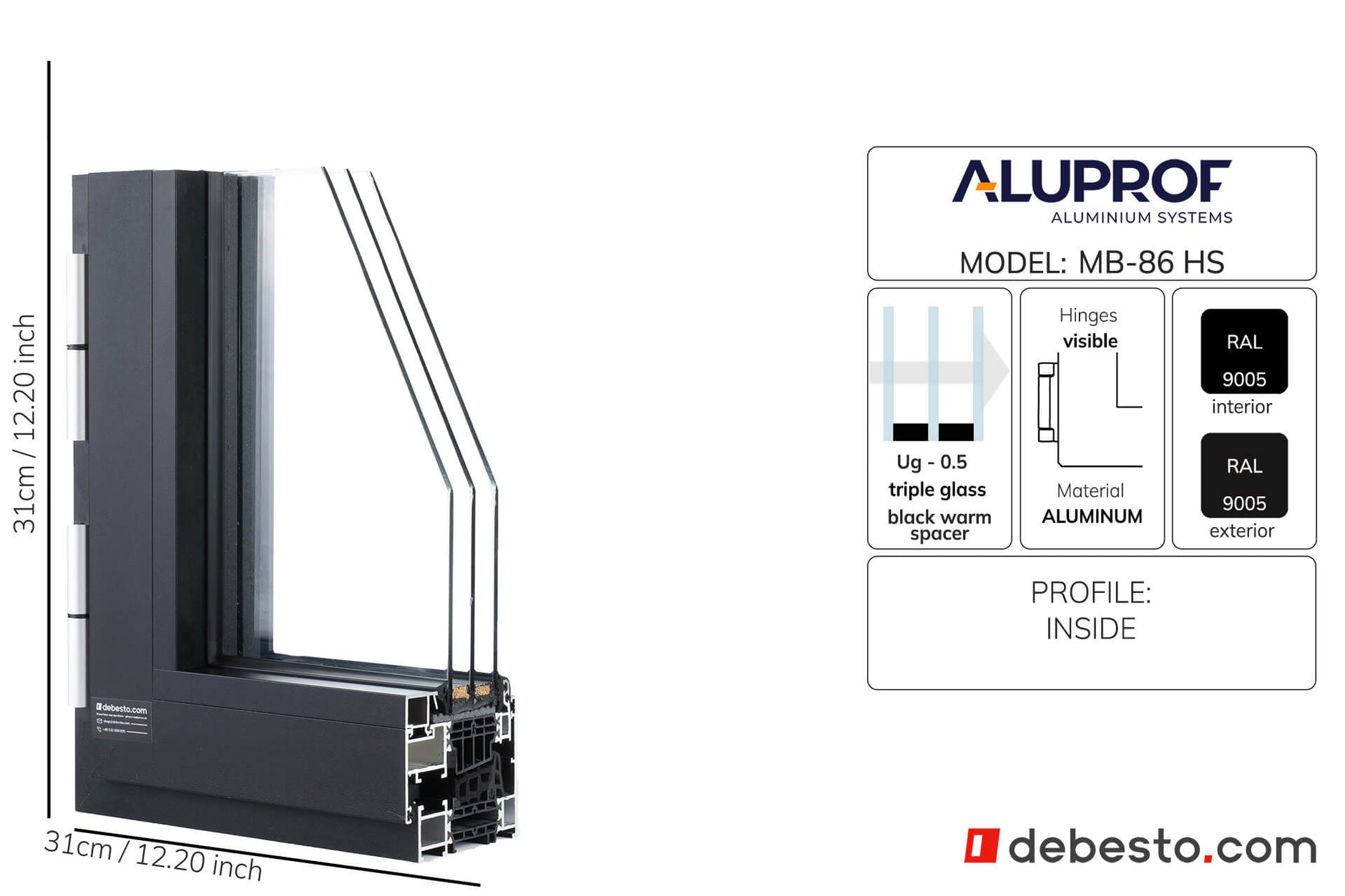 Aluprof MB-86 Ukryte Skrzydło System Okien Aluminiowych - Trójkąt pokazowy
