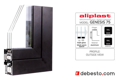 Aliplast Genesis 75 Black Aluminium Window System - Corner Sample