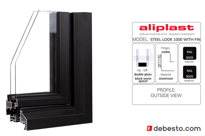 Aliplast Steel look 1000 z płetwą System Okien Aluminiowych - Trójkąt pokazowy