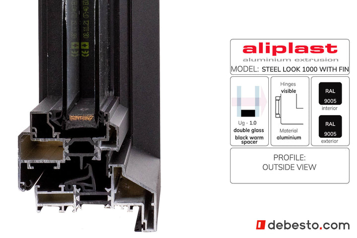 Aliplast Steel look 1000 z płetwą System Okien Aluminiowych - Trójkąt pokazowy