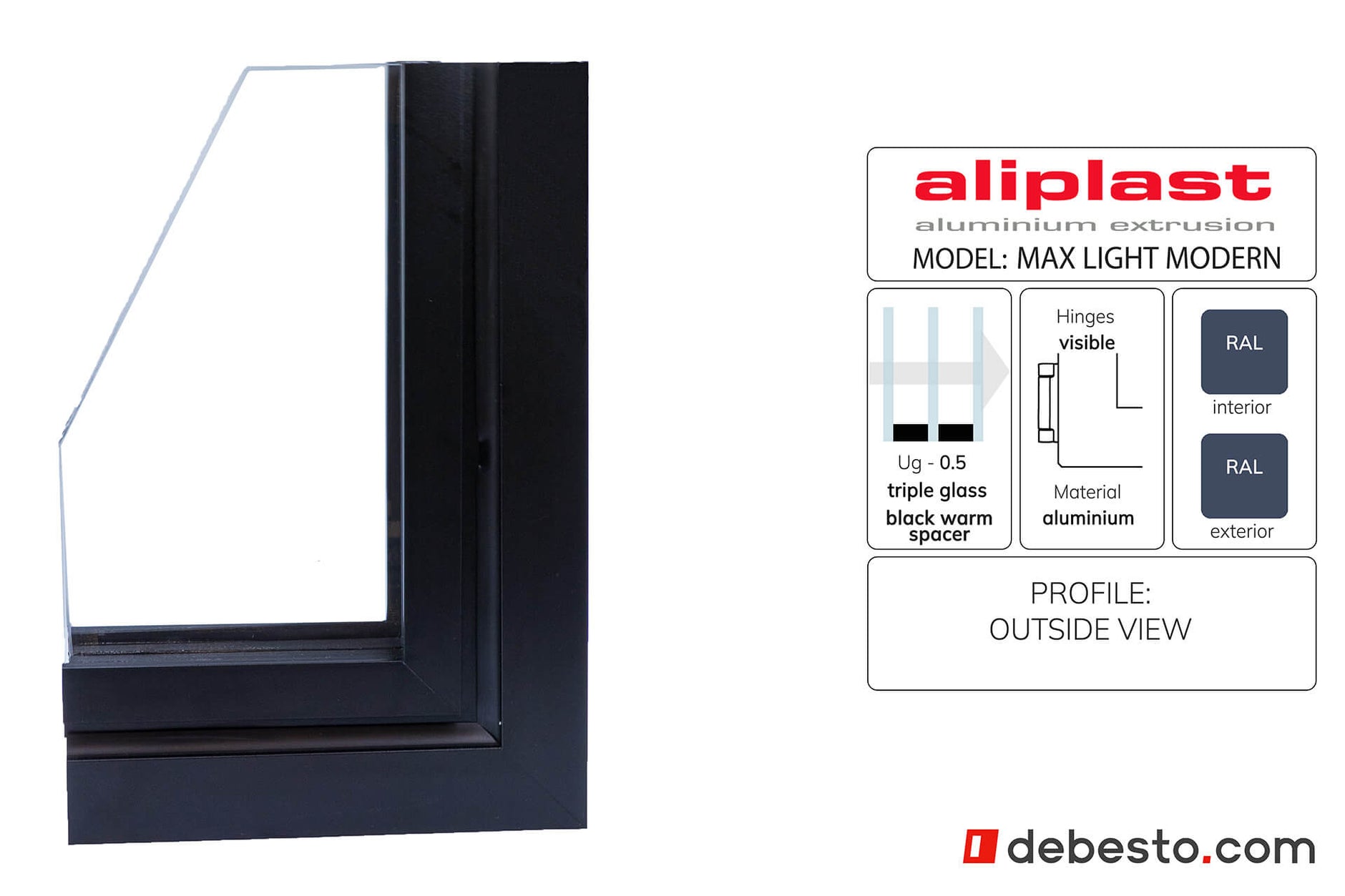 Aliplast Max Light Modern - Aluminium Window System - Corner Sample