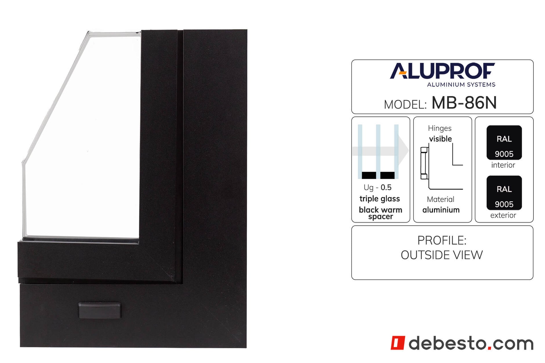 Aluprof MB-86N Aluminium Window System - Corner Sample