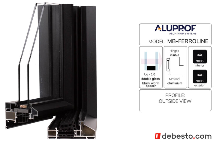Aluprof MB-Ferroline Aluminium Window System - Corner Sample Without Fin