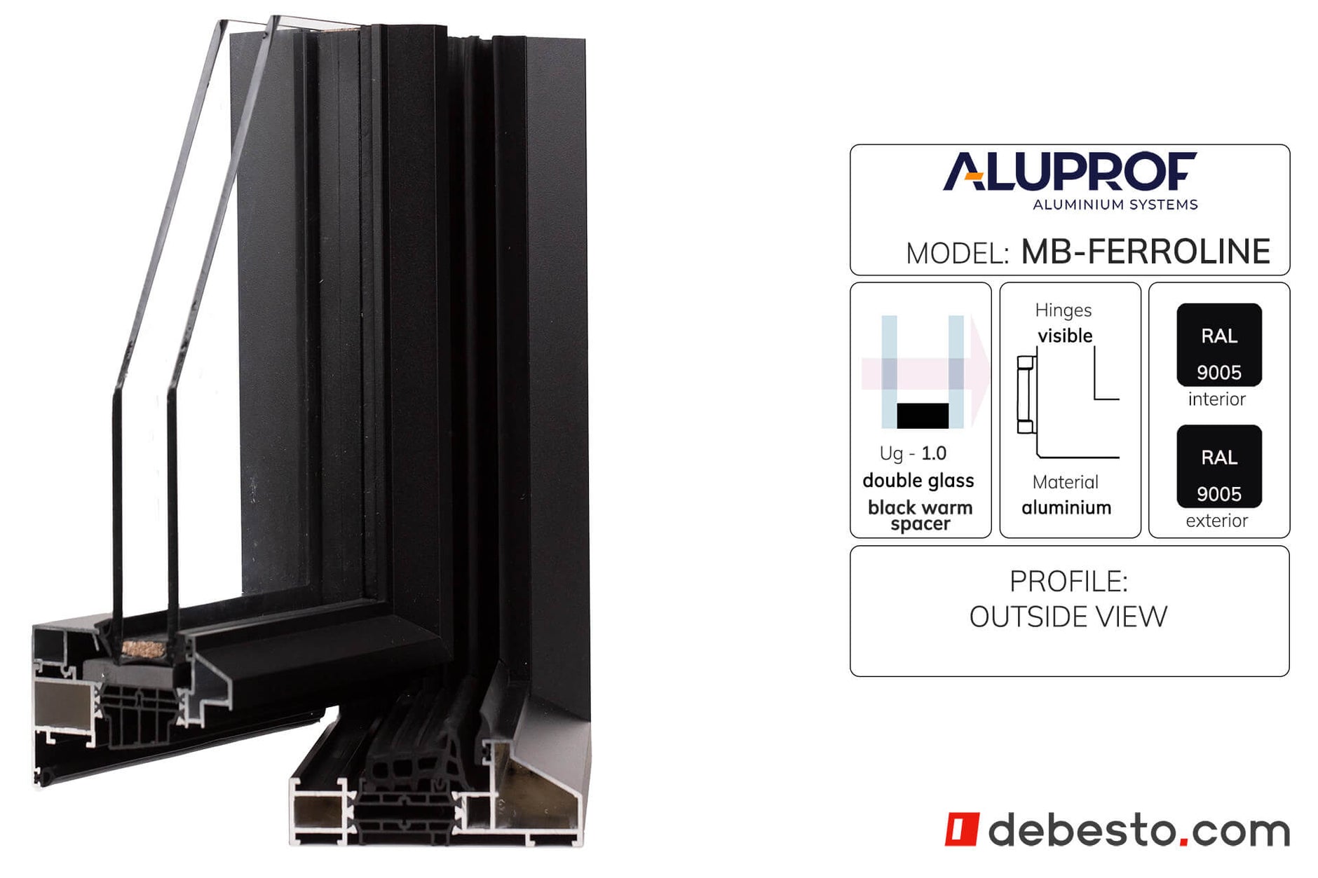 Aluprof MB-Ferroline Aluminium Window System - Corner Sample Without Fin