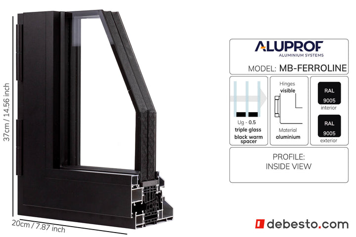 Aluprof MB-Ferroline Aluminium Window System - Corner Sample Without Fin