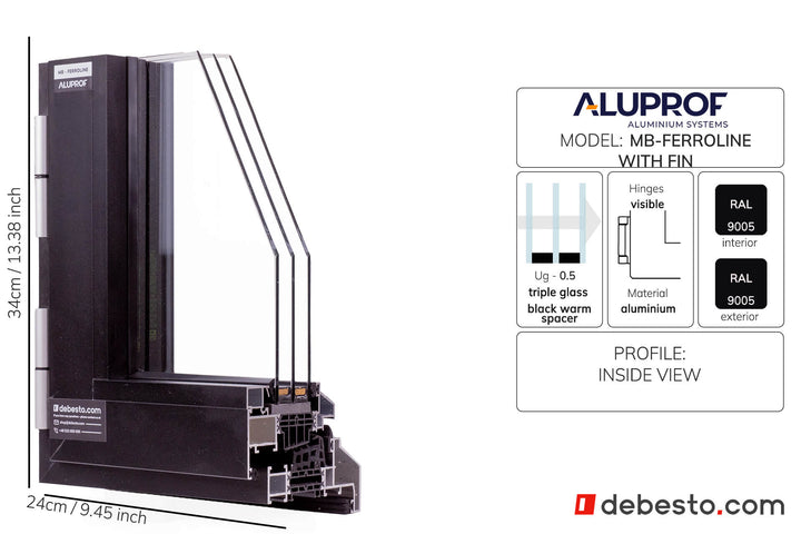 Aluprof Ferroline System Okien Aluminiowych - Trójkąt pokazowy z finem