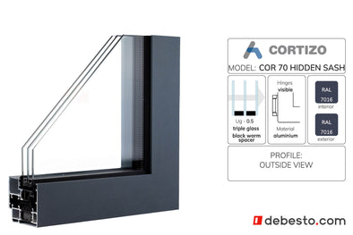 Cortizo Cor 70 Hidden Sash Aluminium Window System - Corner Sample