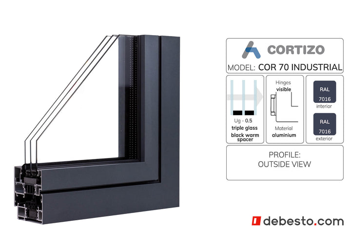 Cortizo Cor 70 Industrial Aluminium Window System - Corner Sample