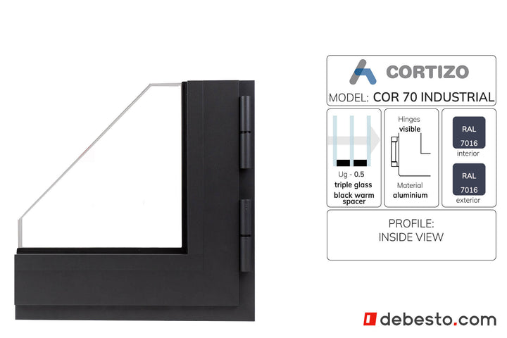 Cortizo Cor 70 Industrial Aluminium Window System - Corner Sample