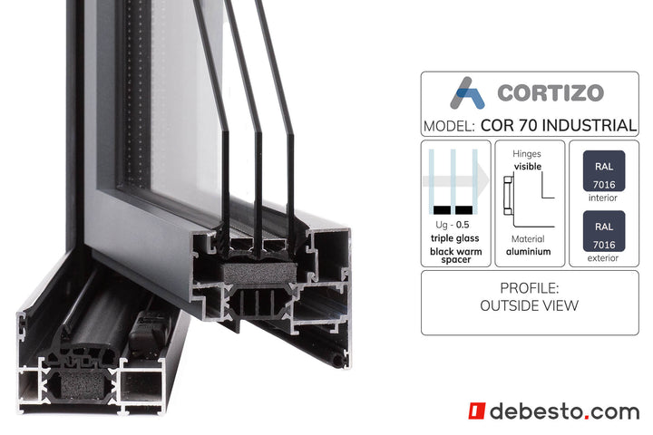 Cortizo Cor 70 Industrial Aluminium Window System - Corner Sample