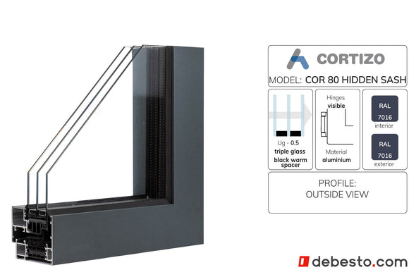 Cortizo Cor 80 Hidden Sash Aluminium Window System - Corner Sample