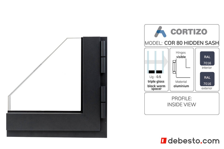 Cortizo Cor 80 Ukryte skrzydło - System okien aluminiowych - Trójkąt pokazowy