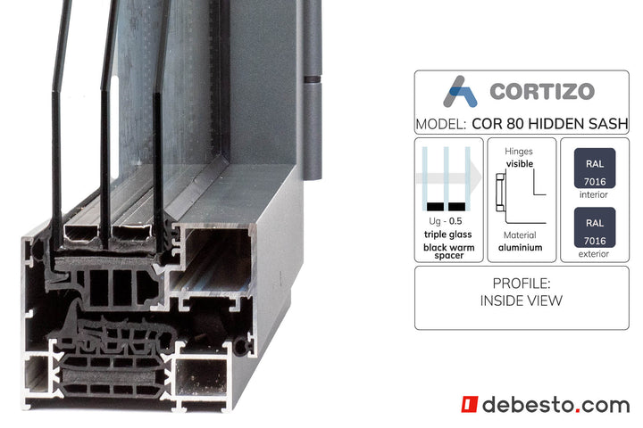 Cortizo Cor 80 Ukryte skrzydło - System okien aluminiowych - Trójkąt pokazowy