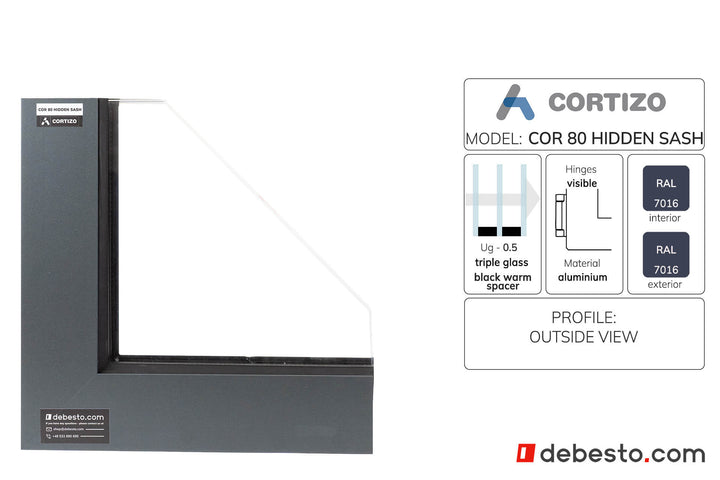 Cortizo Cor 80 Ukryte skrzydło - System okien aluminiowych - Trójkąt pokazowy