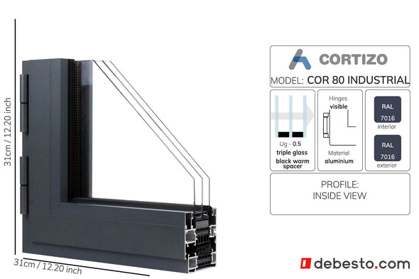 Cortizo Cor 80 Industrial System Okien Aluminiowych - Trójkąt pokazowy