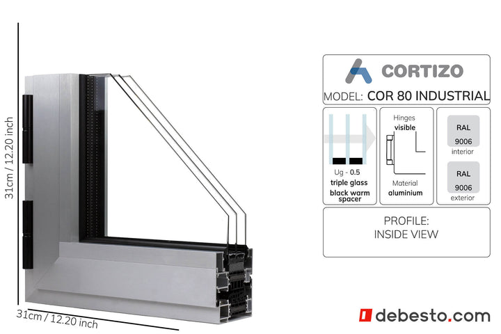 Cortizo Cor 80 Industrial System Okien Aluminiowych - Trójkąt pokazowy