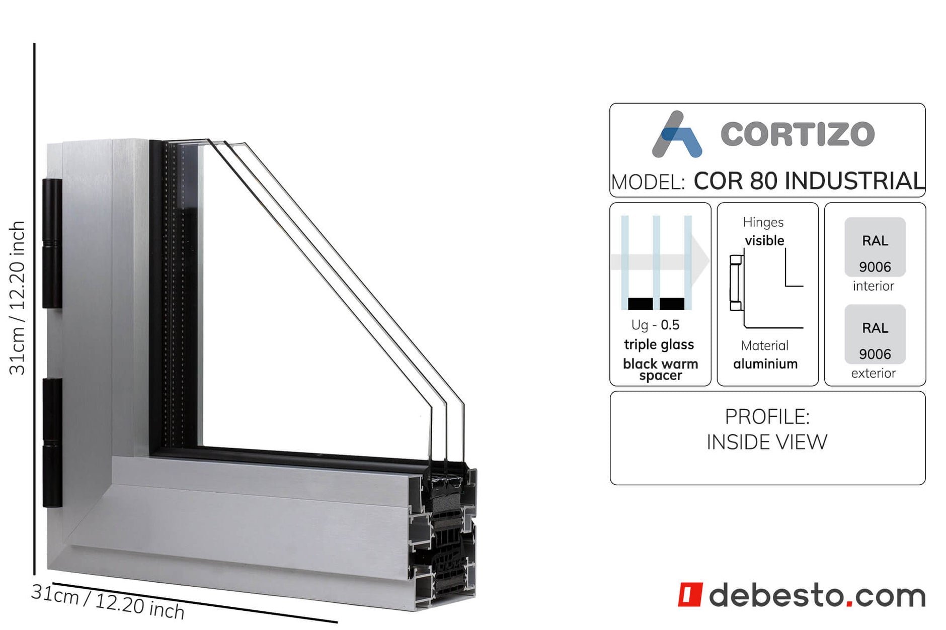 Cortizo Cor 80 Industrial System Okien Aluminiowych - Trójkąt pokazowy