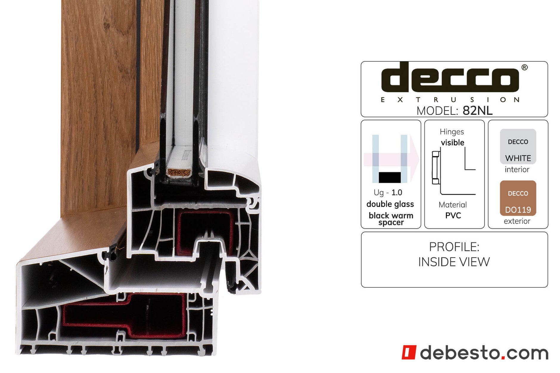 Decco 82 NL PVC Window system - corner sample