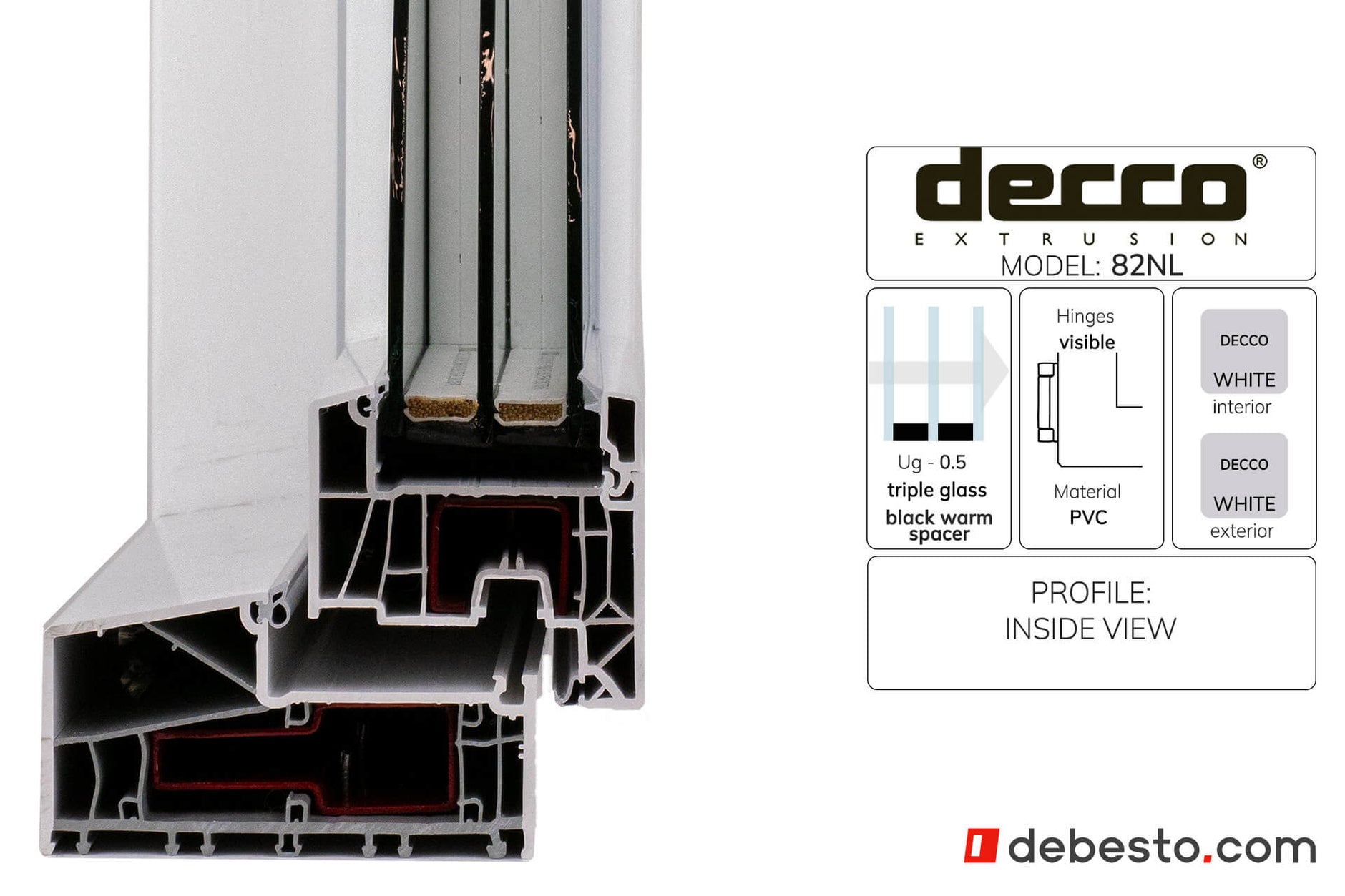 Decco 82 NL PVC Window system - corner sample