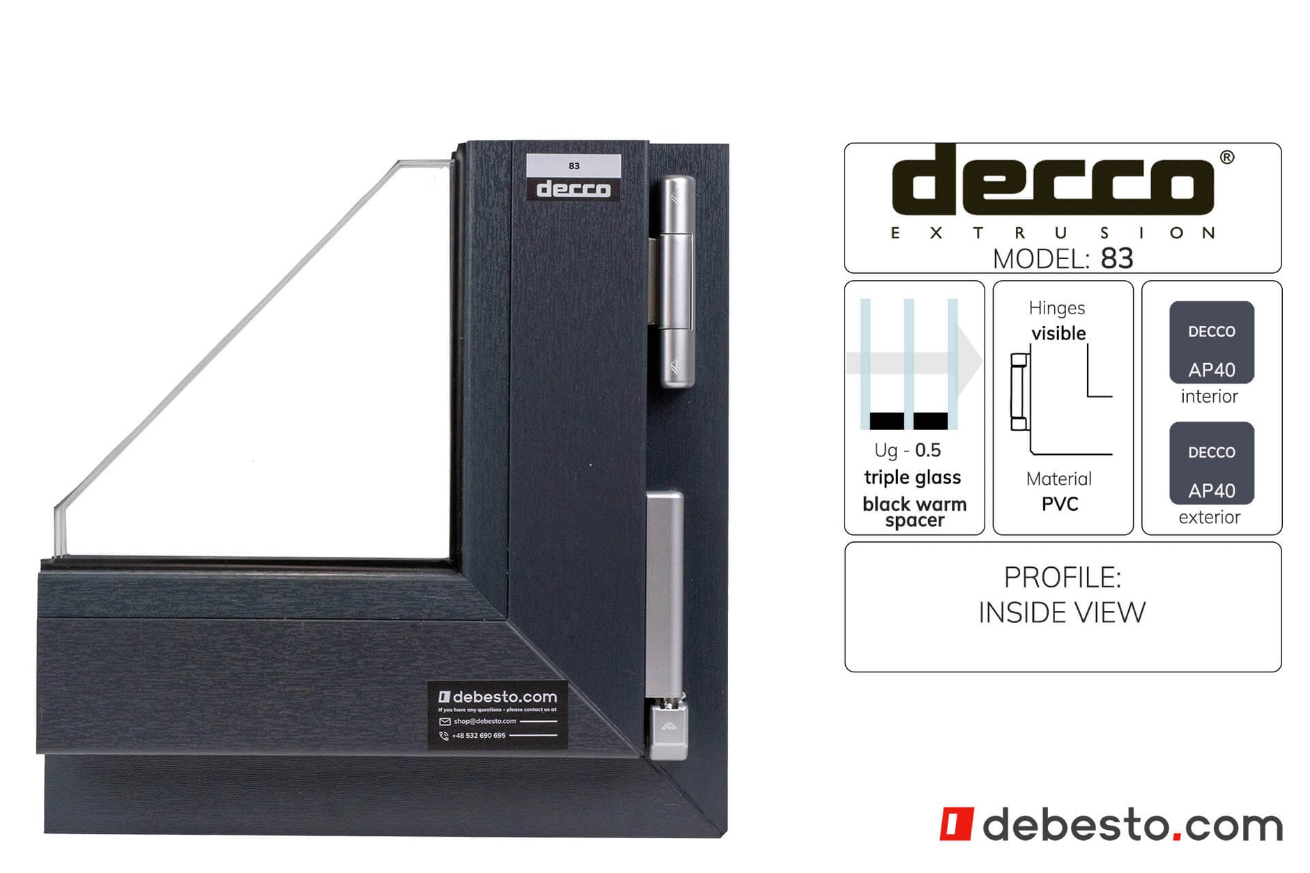 Decco 83 PVC Window System - Corner Sample