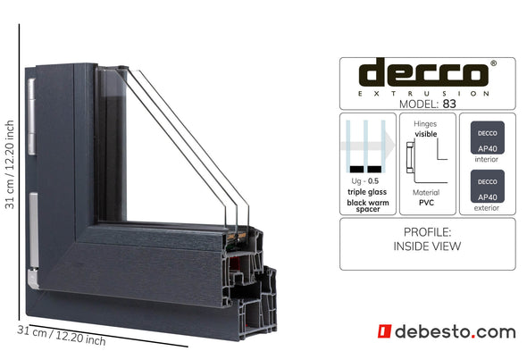 Decco 83 PVC Window System - Corner Sample