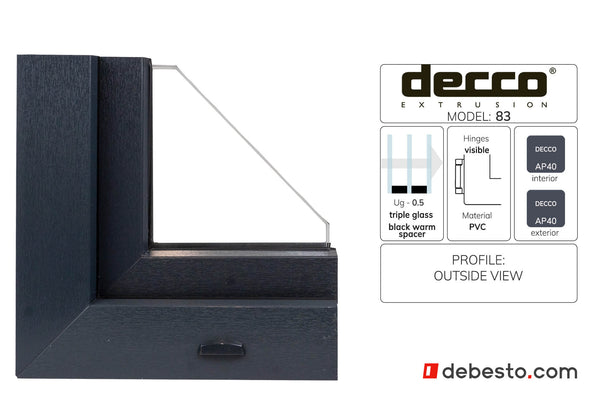 Decco 83 PVC Window System - Corner Sample (ANTHRACITE GRAY)