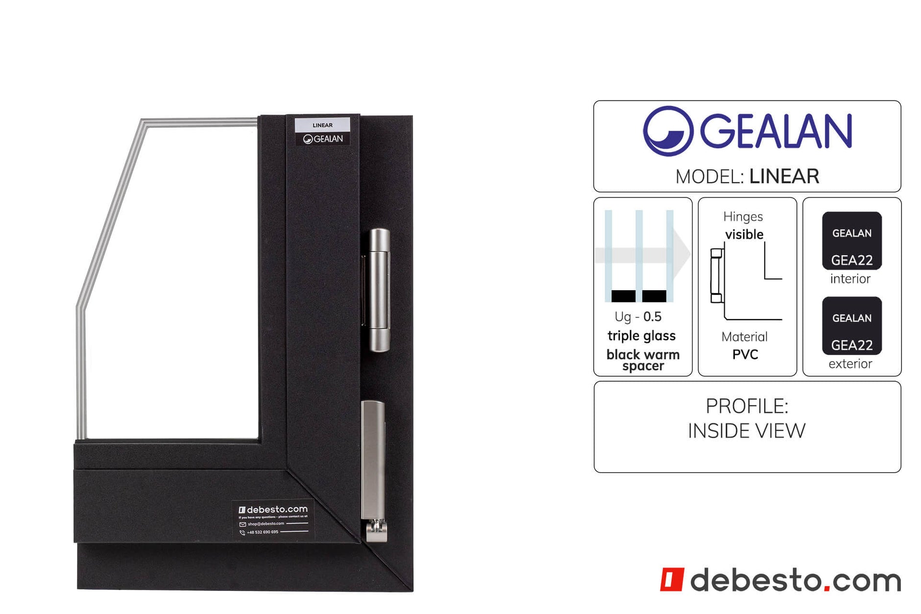 GEALAN-LINEAR® System Okienny PVC - Trójkąt Pokazowy (ANTRACYT)