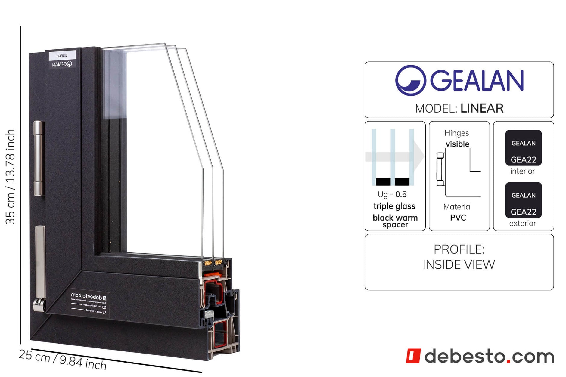 GEALAN-LINEAR® System Okienny PVC - Trójkąt Pokazowy (ANTRACYT)