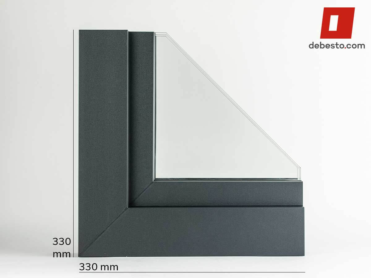 Set of 2 PVC corner samples: Gealan Linear & Salamander Bluevolution 82