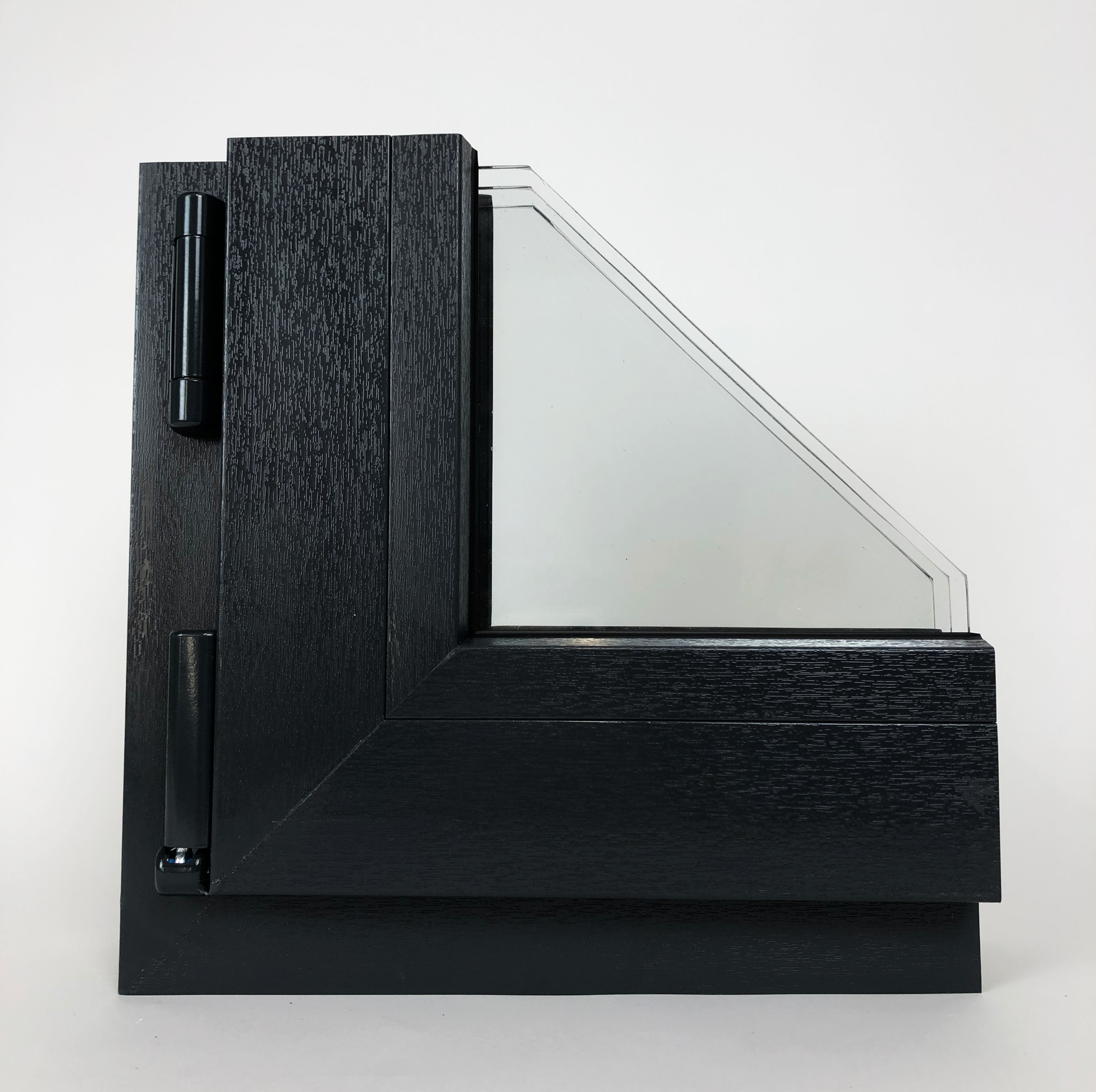 Set of 2 window corner samples Aluprof MB 86N Alu & Salamander Bluevolution 82 PVC