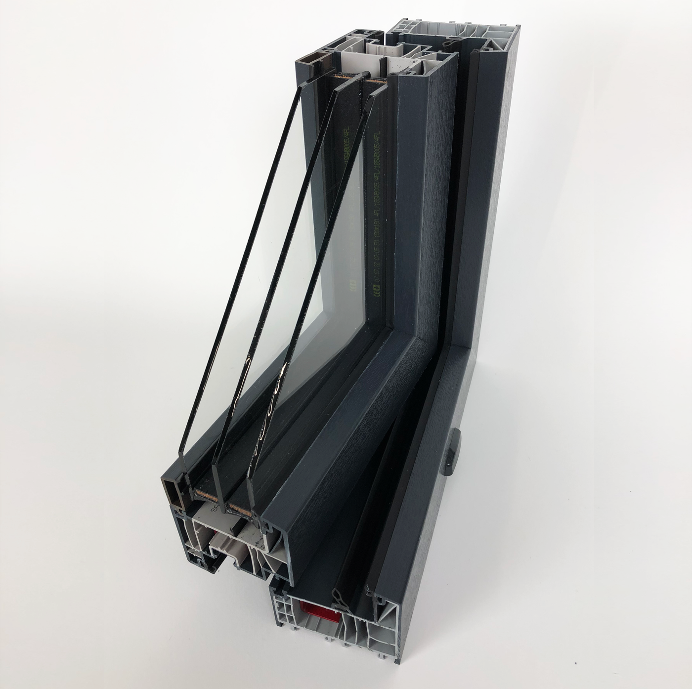 Set of 2 window corner samples Aluprof MB 86N Alu & Salamander Bluevol ...